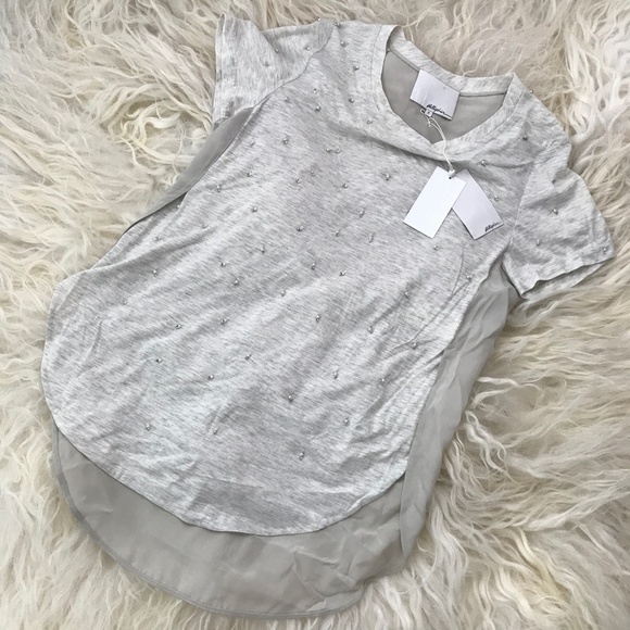 3.1 PHILLIP LIM Pearl Droplet Embellishment Tee - Picture 2 of 9